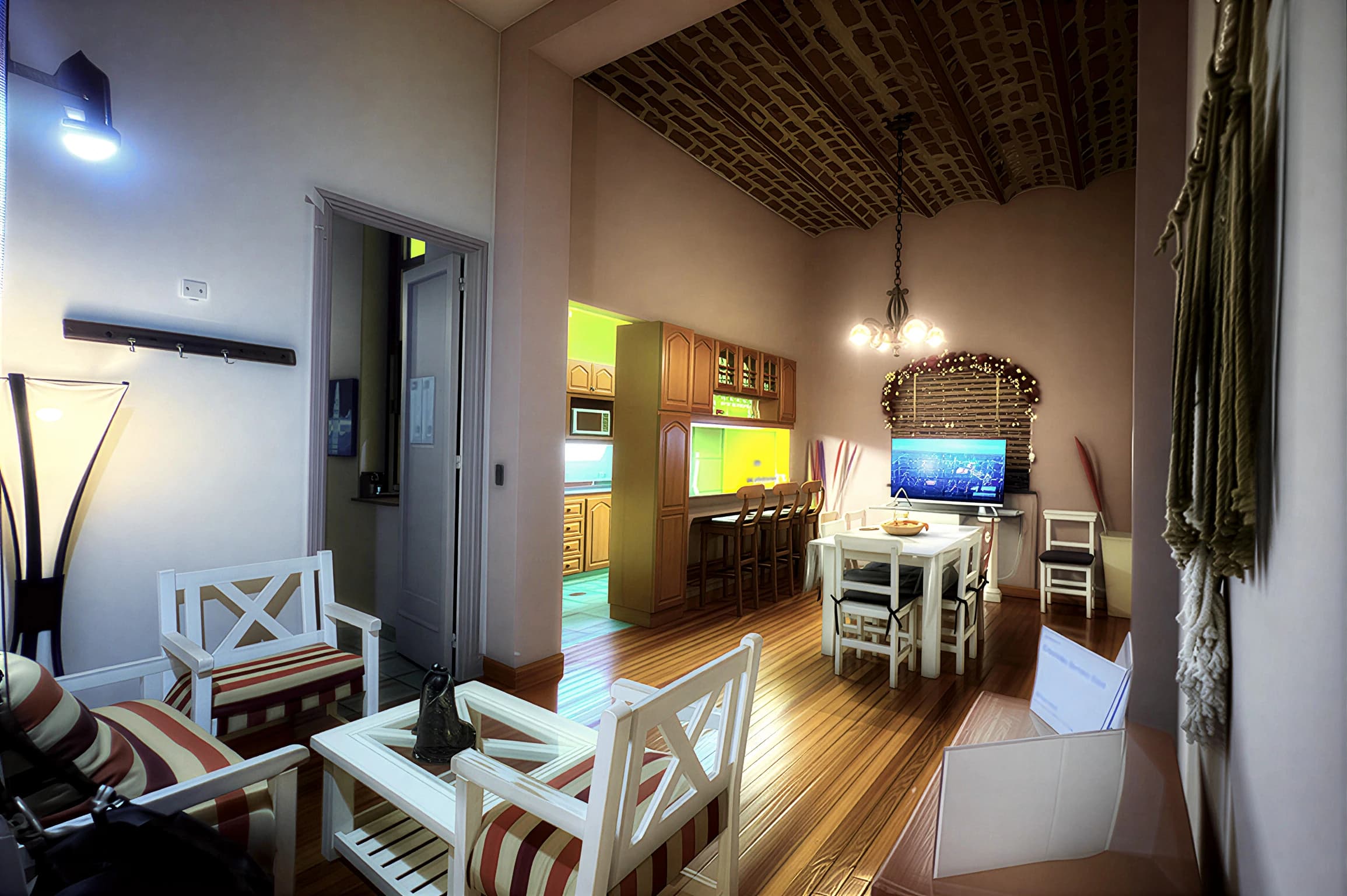 Sala luminosa con acceso a balcón en departamento de San Nicolás
